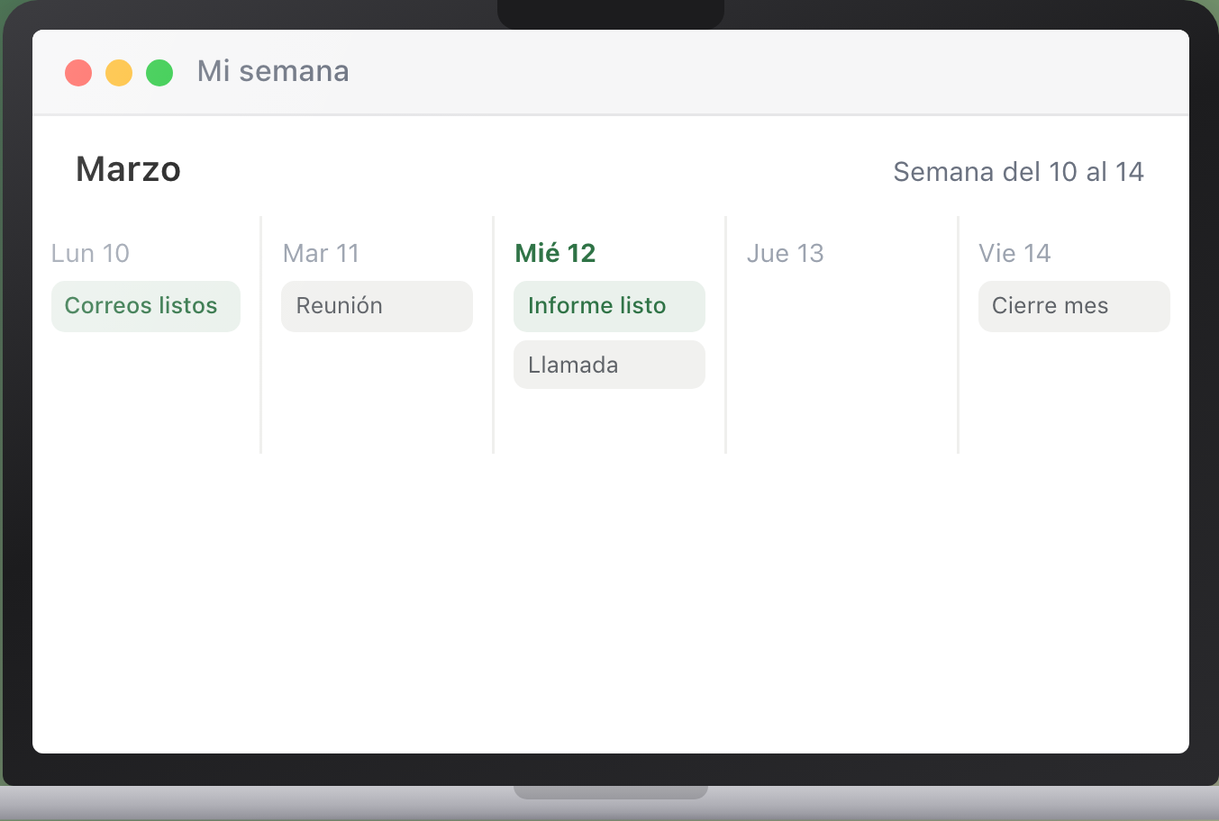 Semana de trabajo con correos e informes preparados